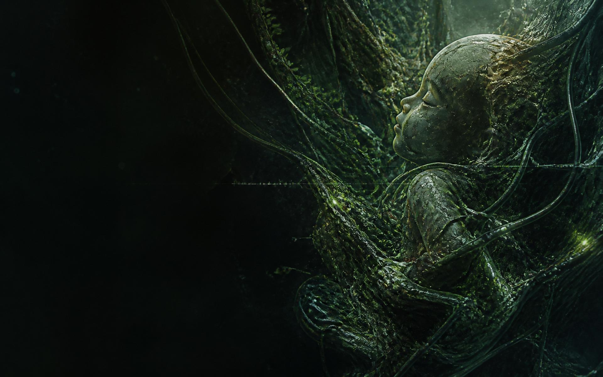 Bio-digital creature at rest, wrapped in glowing tendrils — visual language of Eden Originals